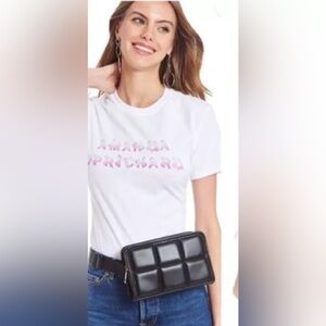 NWT Amanda Uprichard Quilted vegan leather belt bag in black fanny pack modern